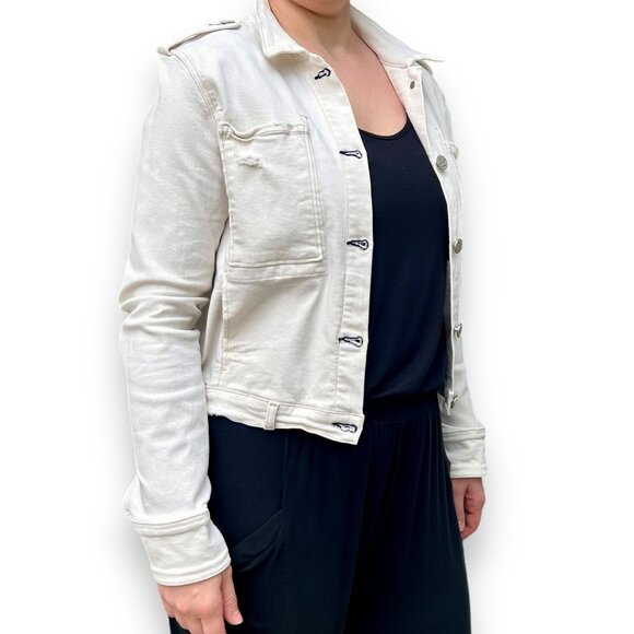 McGuire Denim Jackets & Blazers - McGuire Ivory Distressed Trucker Jacket cropped stretch denim